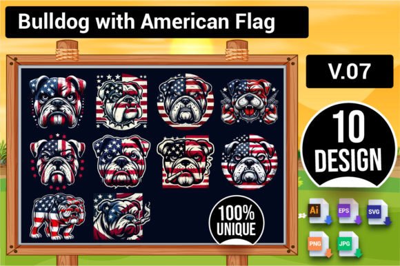 10 Bulldog Set with American Flag V.7: First Look