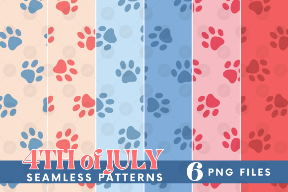 4th July Cat Dog Seamless Pattern Bundle