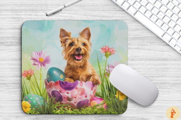 Cheerful Dog in Easter Egg Background
