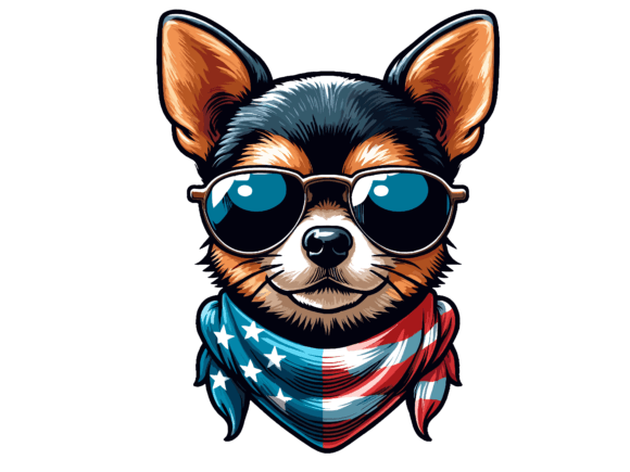 Chihuahua Dog 4th of July USA Flag