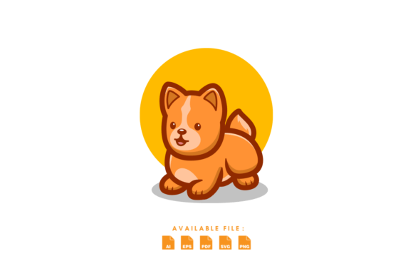 Cute Golden Dog Mascot Logo