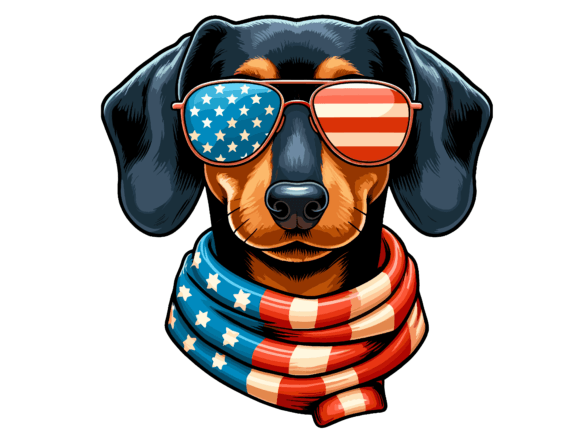 Dachshund Dog 4th of July USA Flag