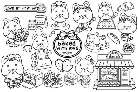 Dog and Bakery Clipart - Shiba Inu