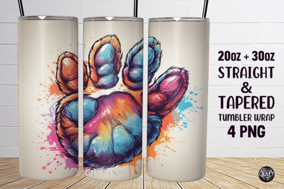 Dog Paw Skinny Tumbler Wrap 20oz PNG Review