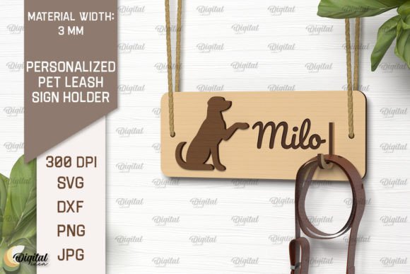 Personalized Dog Leash Holder Laser Cut